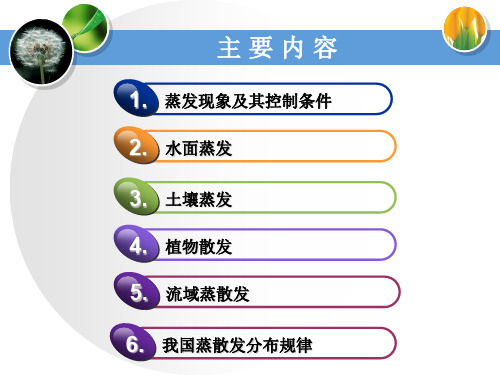 第一课水文学原理 第七章  蒸发与散发