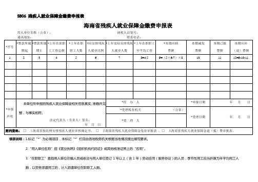 SB06残疾人就业保障金缴费申报表