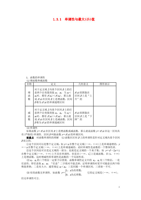 高中数学 第一章1.3.1 单调性与最大(小)值讲解与例题 新人教A版必修1