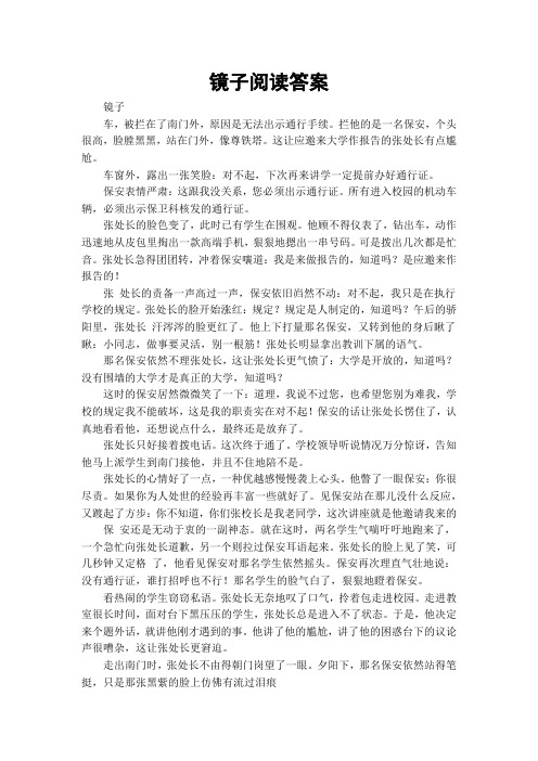 镜子阅读答案