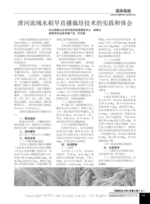 淮河流域水稻旱直播栽培技术的实践和体会