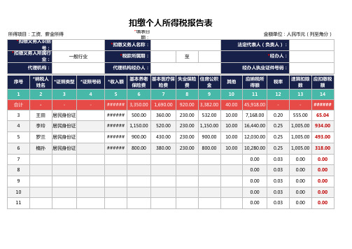 扣缴个人所得税报告表