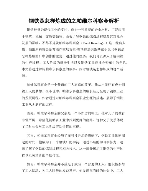 钢铁是怎样炼成的之帕维尔科察金解析