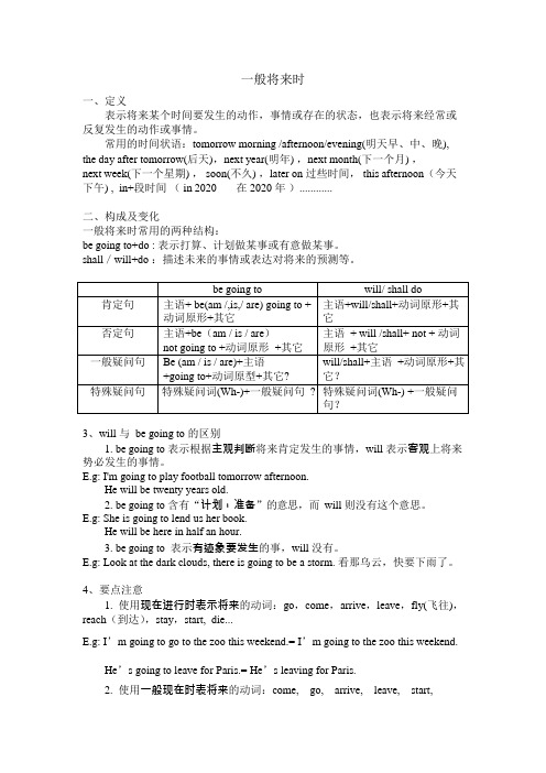 外研版英语七年级一般将来时(可编辑修改word版)