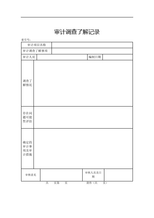 新准则的审计记录参考格式