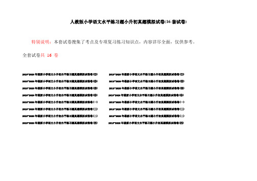 人教版小学语文水平练习题小升初真题模拟试卷(16套试卷)