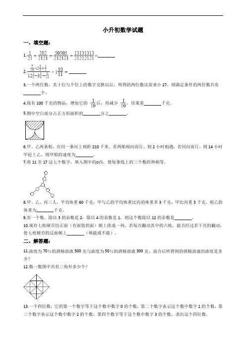 江苏省南京师范大学附属小升初数学试题