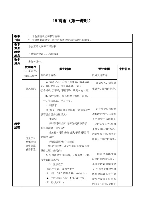 雷雨(第一课时) 教学设计