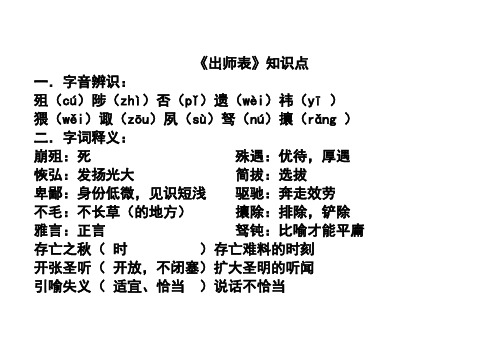 《出师表》知识点答案