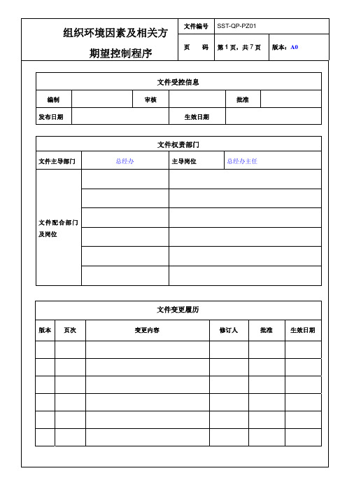 组织环境因素及相关方期望管理控制程序