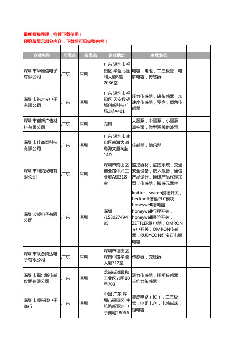 新版广东省深圳传感器工商企业公司商家名录名单联系方式大全3765家