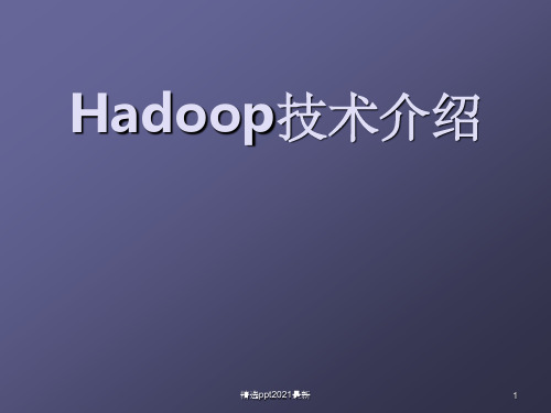 Hadoop技术介绍PPT课件