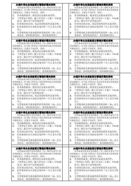 03办理外埠企业报验登记管理所需的资料和注意事项