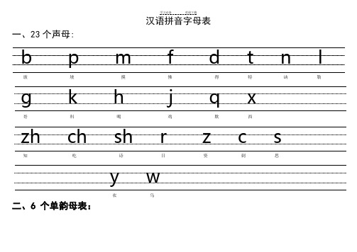 汉语拼音字母表(四线格)