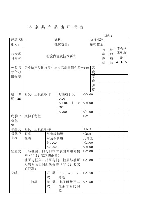 木家具产品出厂检验报告