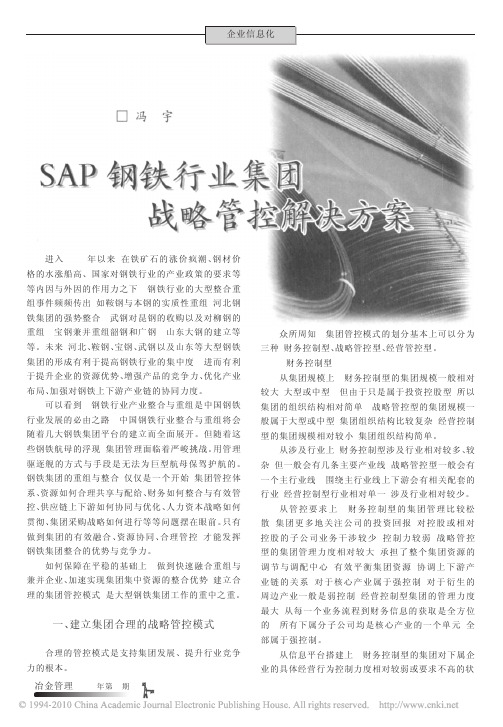 SAP钢铁行业集团战略管控解决方案