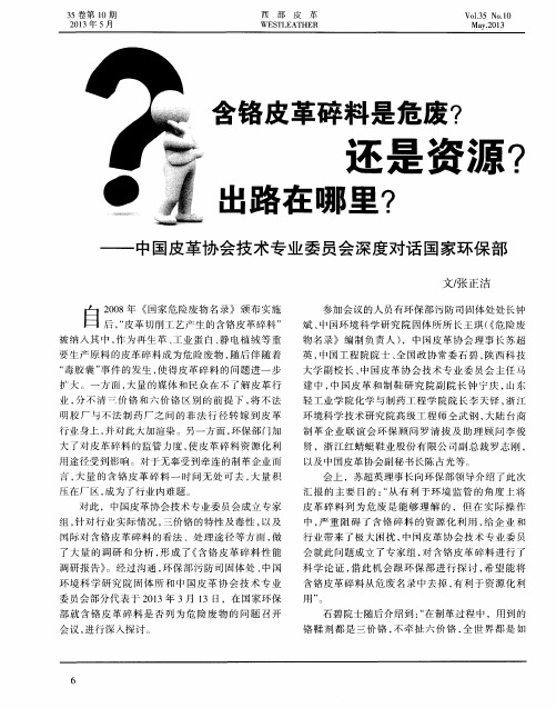 含铬皮革碎料是危废？还是资源？出路在哪里？——中国皮革协会技术专业委员会深度对话国家环保部