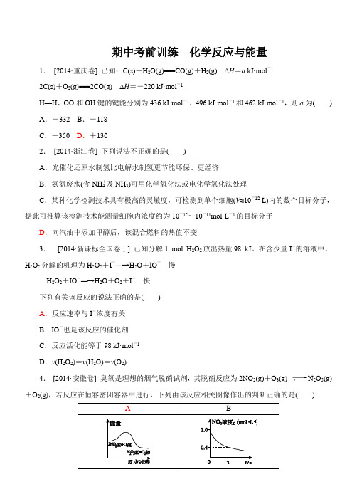 2014高考化学试题分类-化学反应与能量