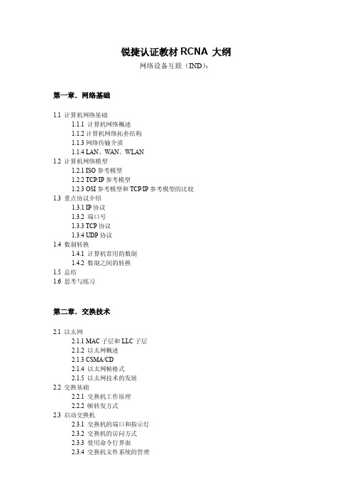 锐捷网络RCNA-改版大纲v4.0