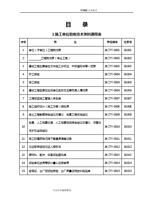 陕西建筑工程施工通用表格、控制资料_[全套]