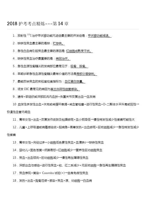 2019护士考试考点精炼第14章
