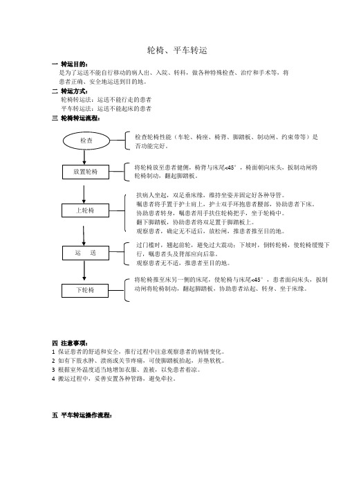 轮椅、平车移动法技术操作流程