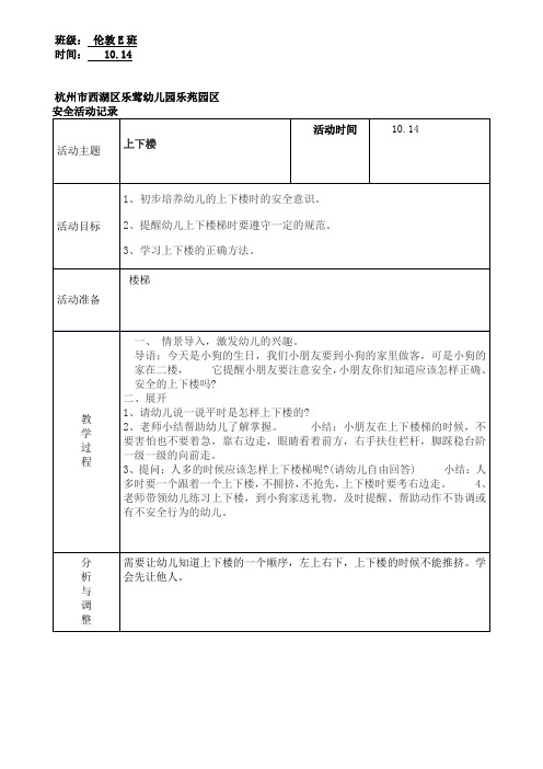 10月份安全教育记录