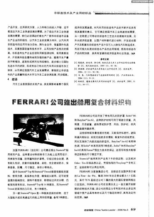 FERRARI公司推出船用复合材料织物