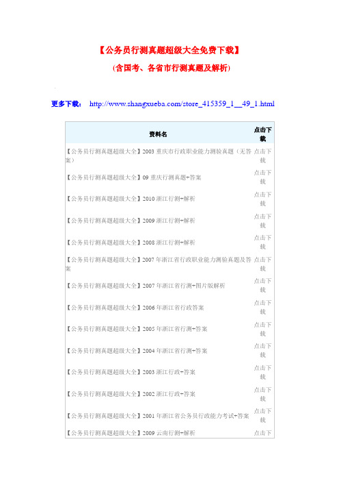 【公务员行测真题超级大全免费下载】(含国考、各省市行测真题及解析)