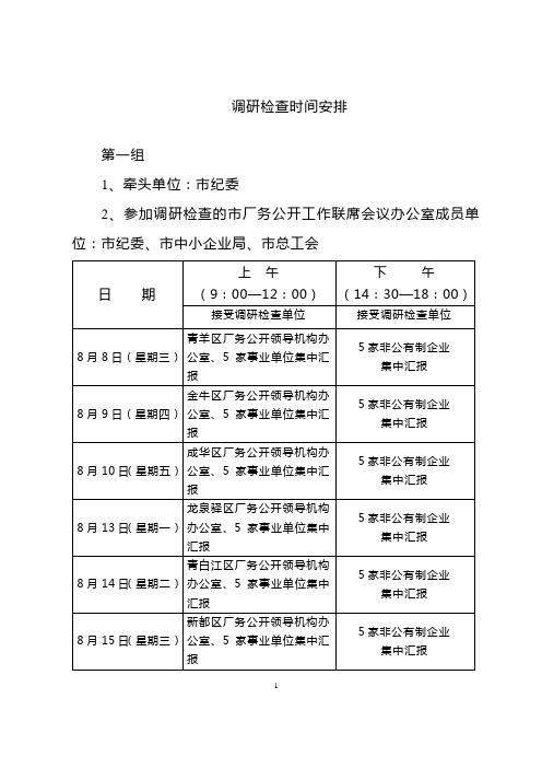 调研检查时间安排