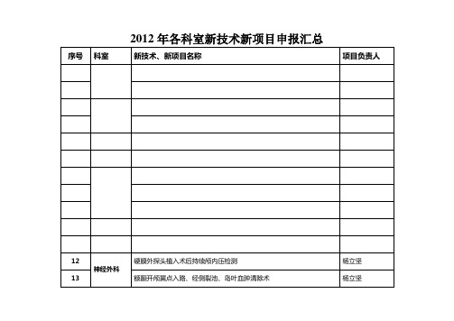 2012新技术项目