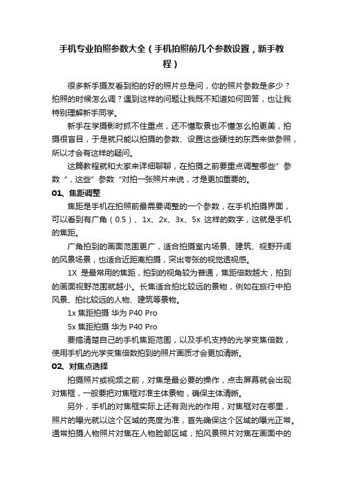 手机专业拍照参数大全（手机拍照前几个参数设置，新手教程）