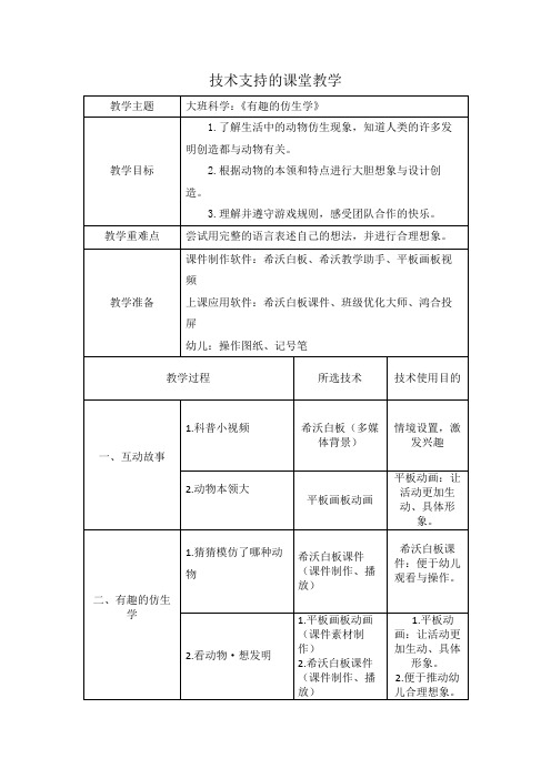 大班科学：有趣的动物仿生学