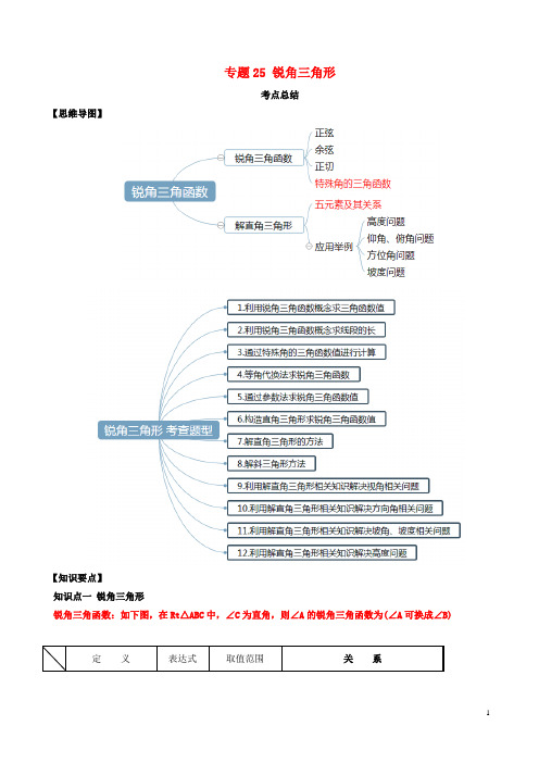 金老师教育培训-中考数学一轮复习基醇点及题型专题25锐角三角形含解析40页