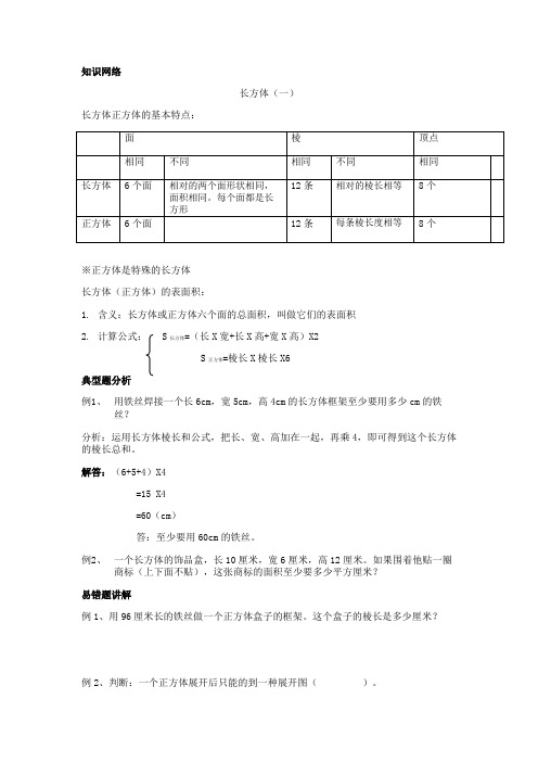 长方体题(长方体的认识,展开与折叠)