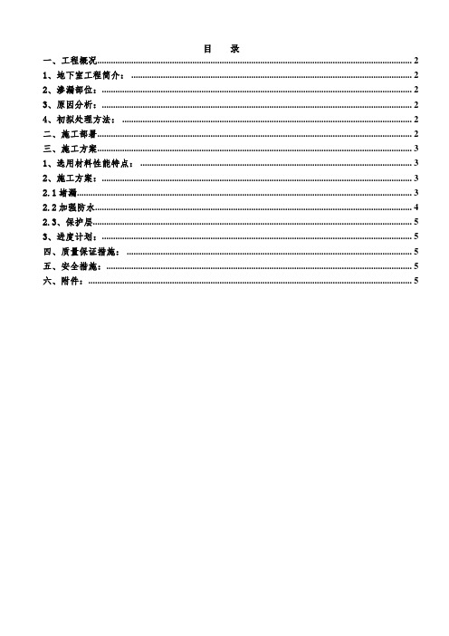 最新整理地下室防水堵漏方案.doc