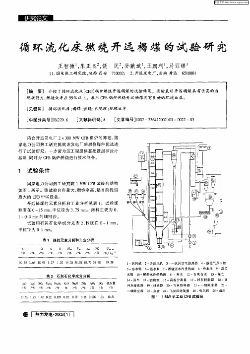 循环流化床燃烧开远褐煤的试验研究