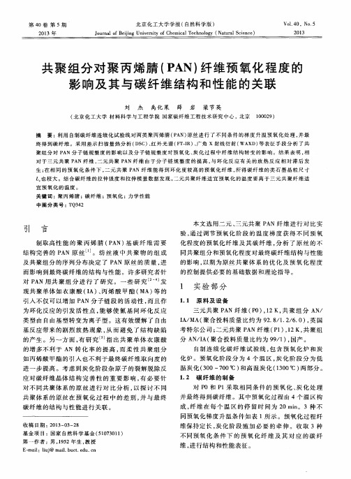 共聚组分对聚丙烯腈(PAN)纤维预氧化程度的影响及其与碳纤维结构和性能的关联