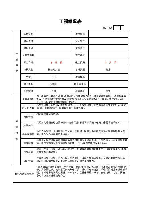 工程概况表