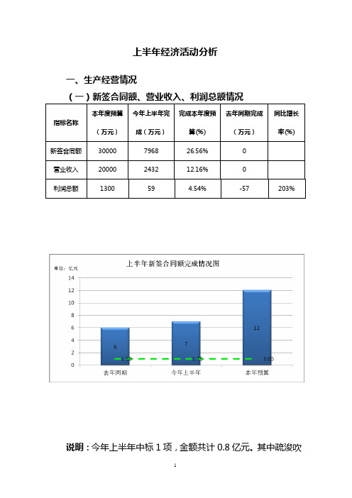 上半年经济活动分析模板(各单位)1