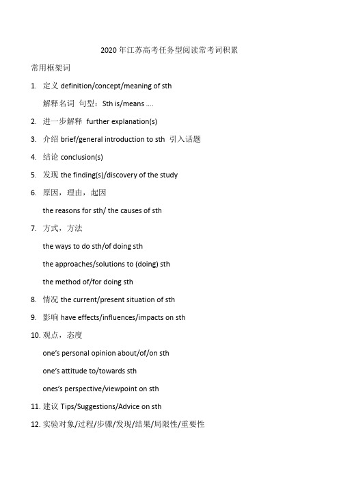 2020年江苏高考任务型阅读考点积累