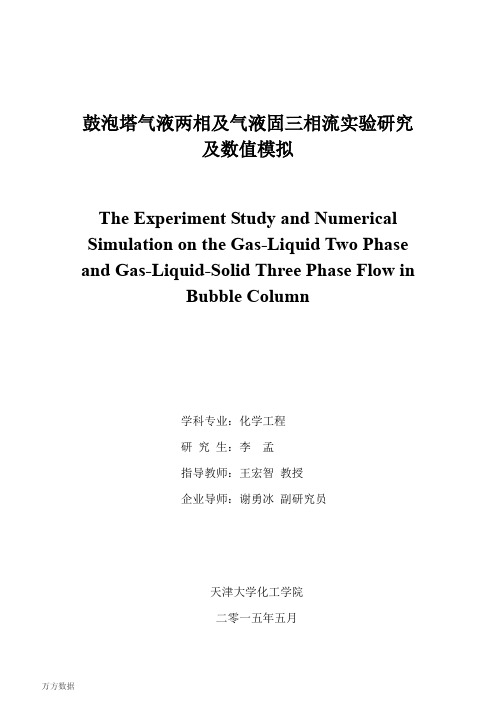 鼓泡塔气液两相及气液固三相流实验研究及数值模拟