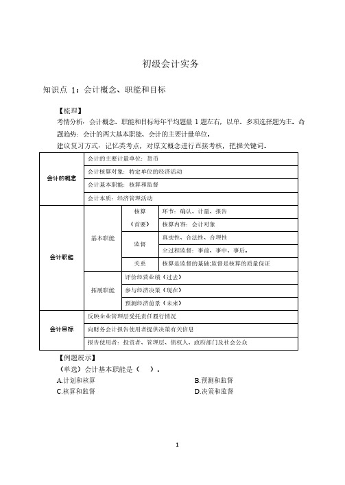 初级会计实务考点学霸笔记