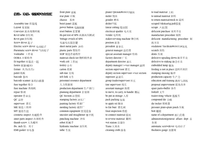 机械专业术语(英语版)