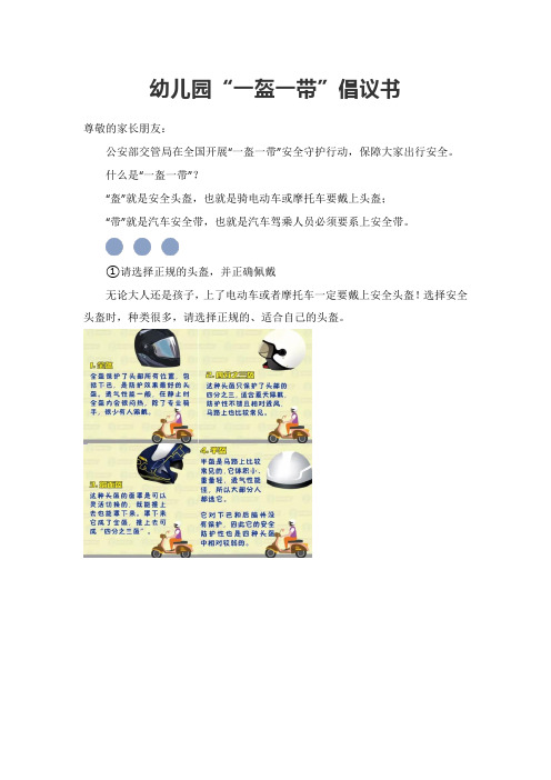 幼儿园“一盔一带”倡议书
