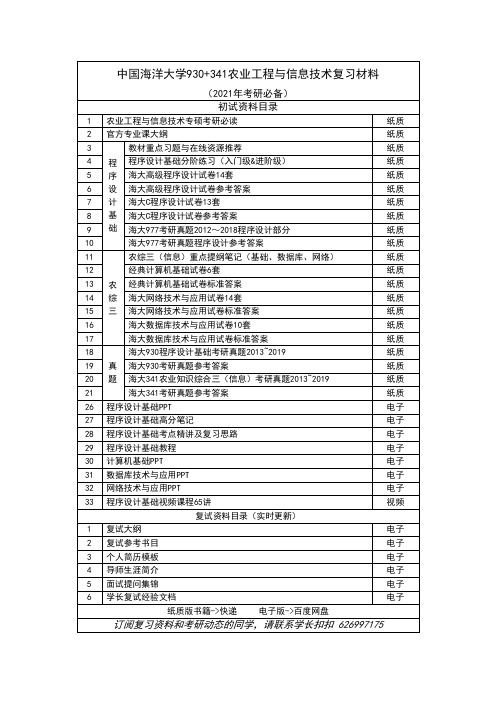 中国海洋大学341+930农业工程与信息技术考研真题