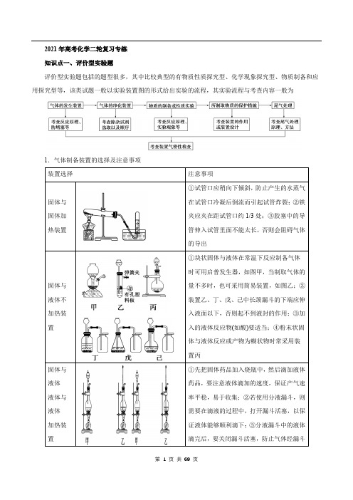 2021年高考化学二轮复习专练：化学实验综合