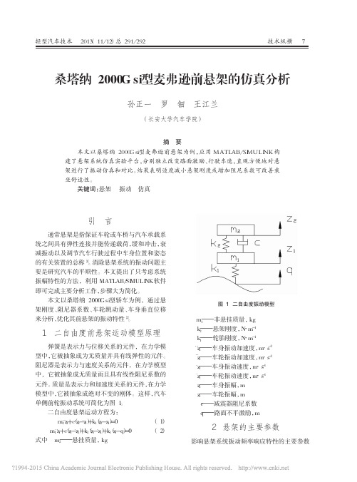 桑塔纳2000G型麦弗逊前悬架的仿真分析