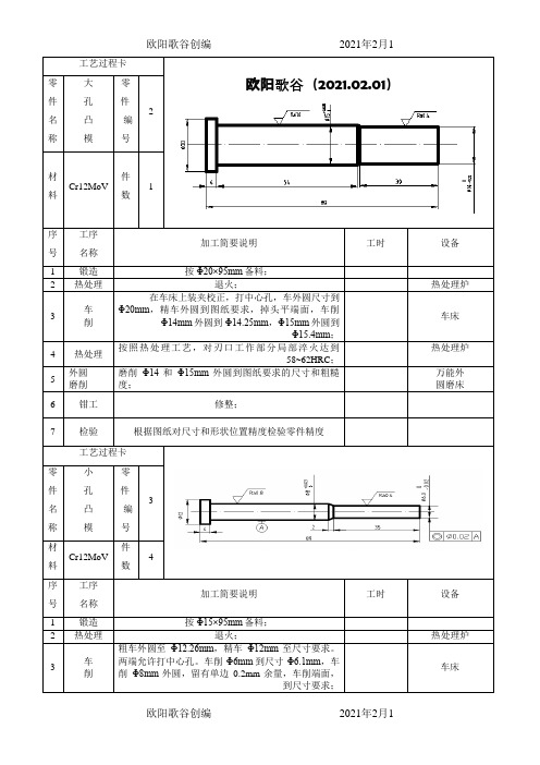 模具设计与制造工艺卡片之欧阳歌谷创作