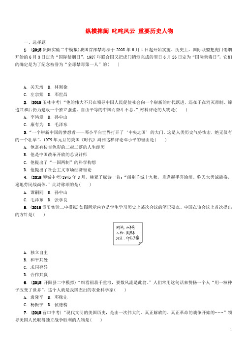 中考命题研究贵阳中考历史 专题8 纵横捭阖 叱咤风云复习练习